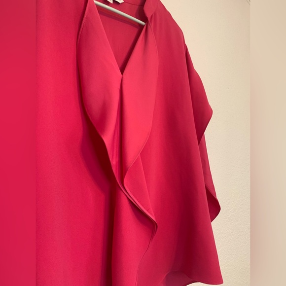 Trina Turk Womens Sz M Hot Pink Ponte Ruffle Spilt Sleeve - Picture 4 of 9